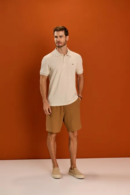 Shorts Masculino com Cordão de Ajuste em linho Clássico Puramania